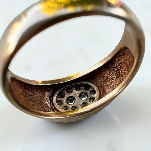 Vintage 14K Gold Diamond Signet Ring Cluster Men’s Biker Signed Sevan Size 10.5 - Picture 7 of 8